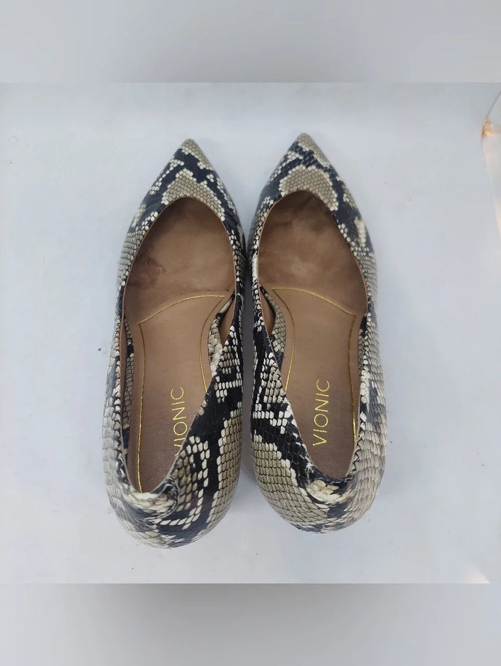 Vionic Josie Snake Pointed Toe Kitten Heel Pumps Casual Shoes Womens Size 8.5